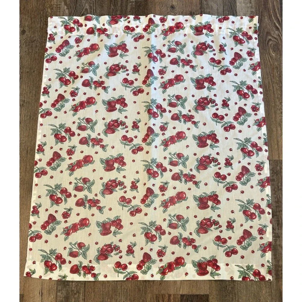 Vtg. Strawberry Apple Fruit Kitchen Cafe Curtains Valance Cottage Core Farmhouse